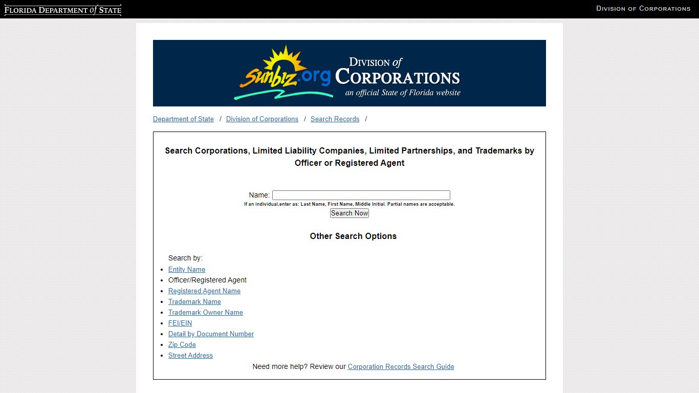 Search Corporations, Limited Liability Companies, Limited Partnerships ...