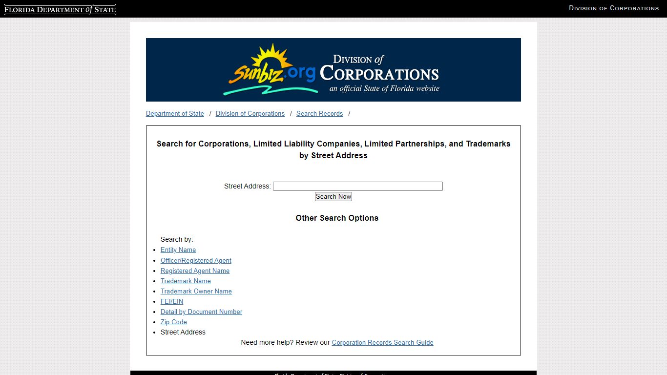 Search for Corporations, Limited Liability Companies, Limited ...